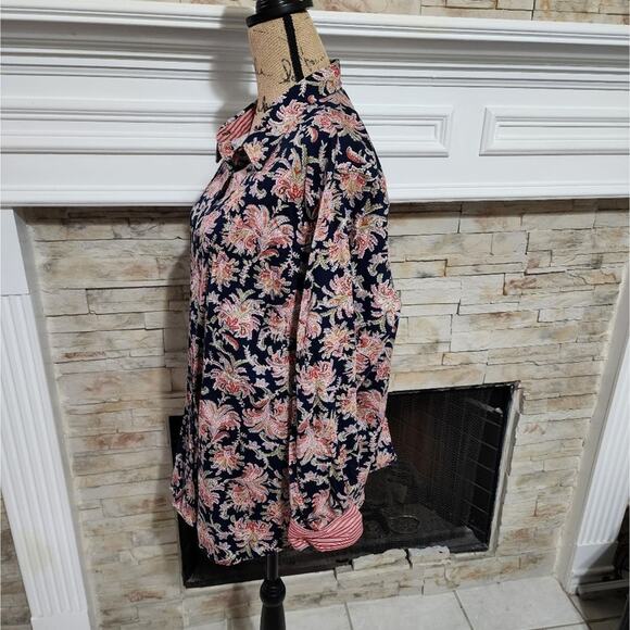 Chaps 100% cotton floral button down‎ no iron shirt plus size 2X - Picture 3 of 6